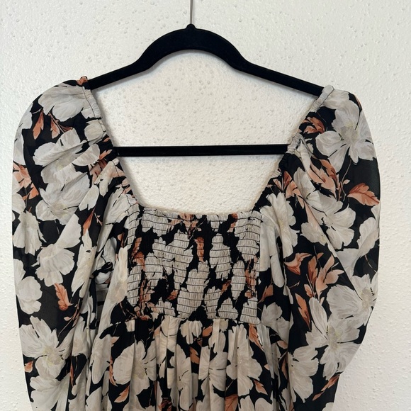 Abercrombie & Fitch Floral Emerson Chiffon Long Sleeve Mini Dress Sz. SMALL TALL - Picture 5 of 8